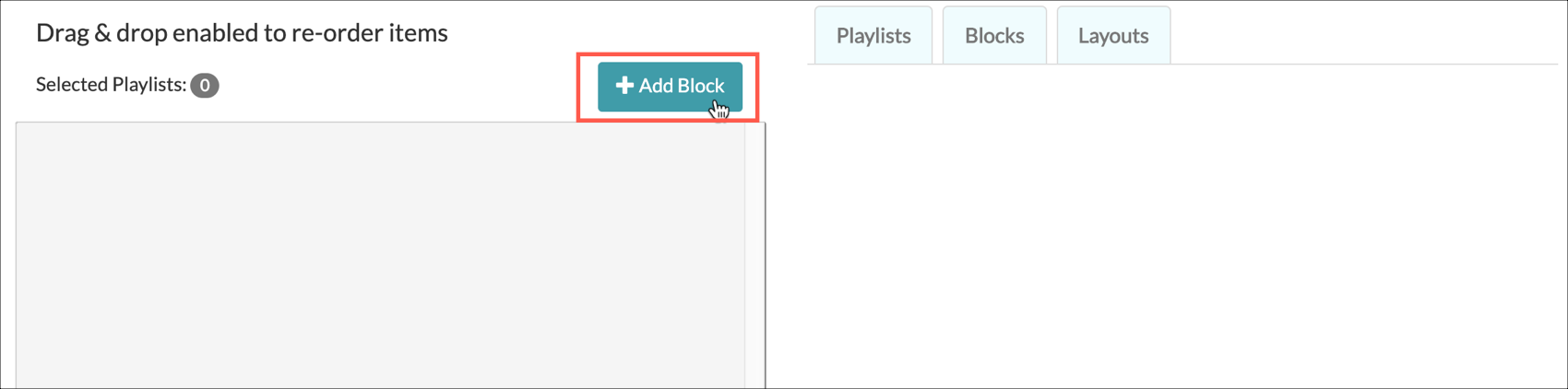 Add Block button