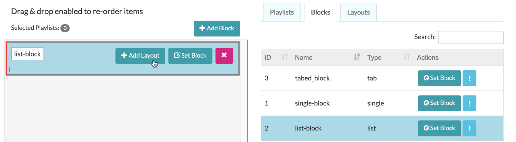 Add Layout button