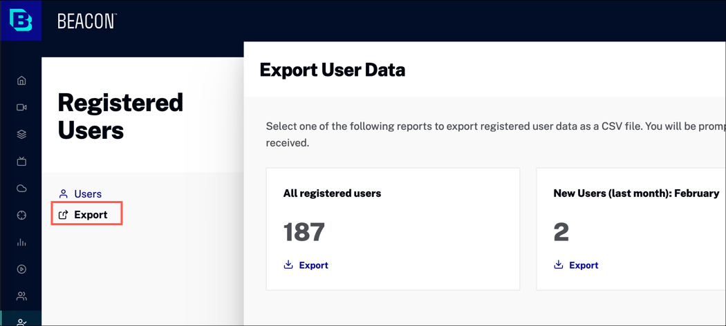 Export tab