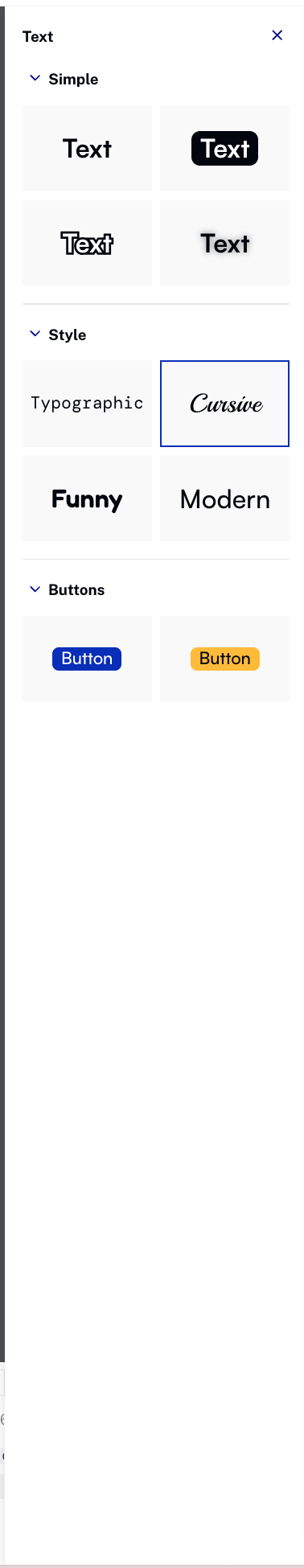 Text style selection options