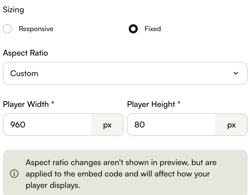 player sizing