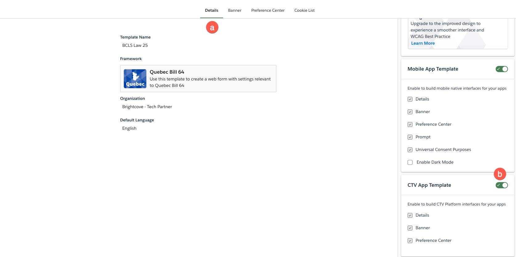 enable ctv template