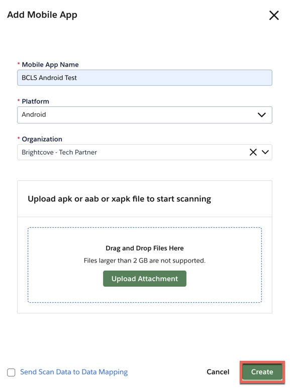 fill fields to create the app