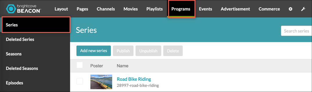 Programs/series navigation