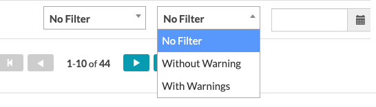 filter warnings