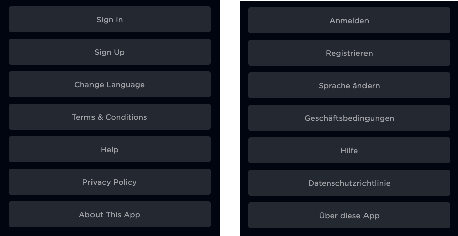 settings english german