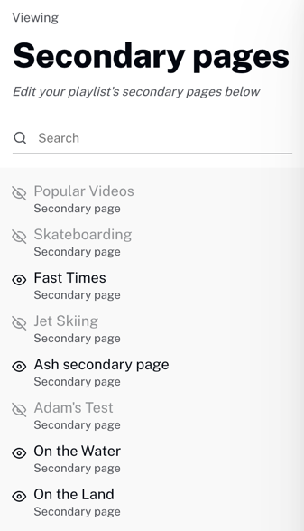 secondary pages list