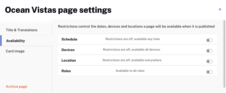 Page settings