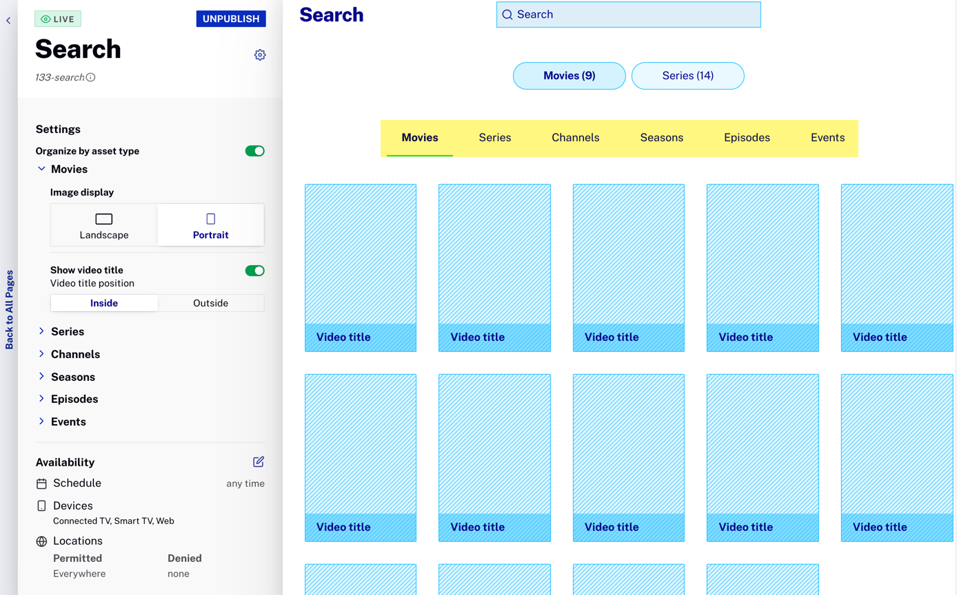 search by asset type