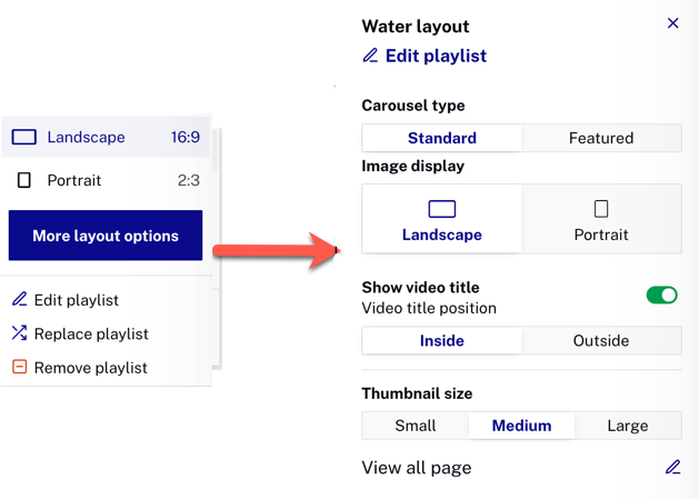 playlist layout options