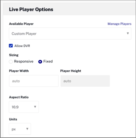 live player options