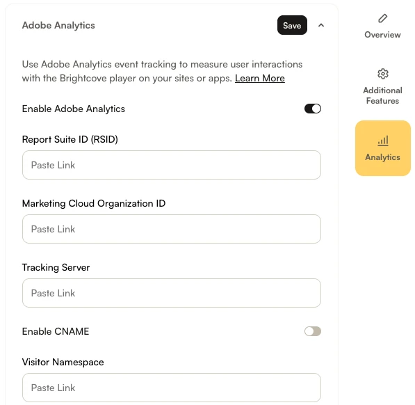 Adobe Analytics account information fields