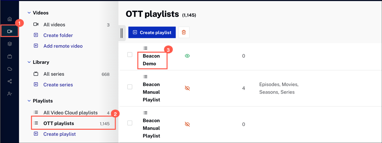 OTT playlist list