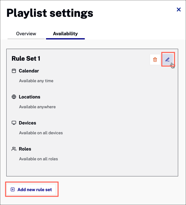 Playlist settings dialog