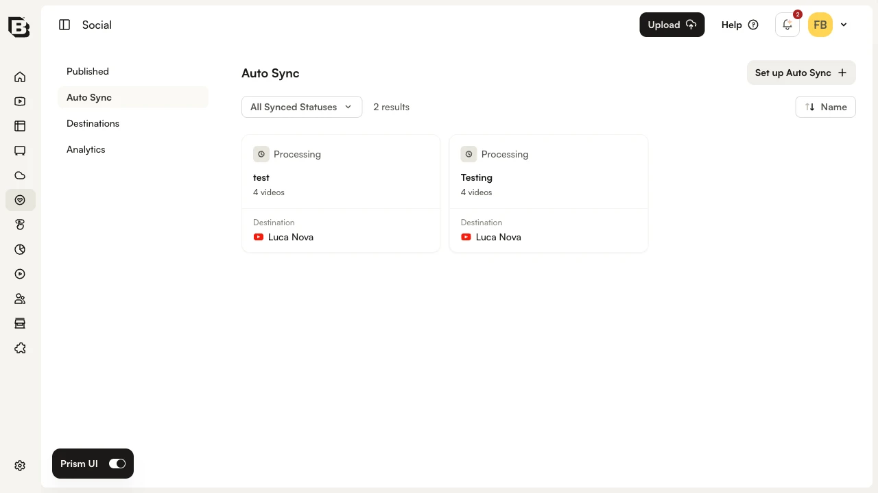 Auto Sync page