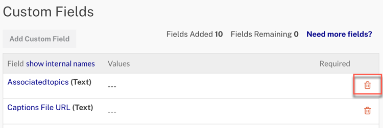 Delete Custom Field