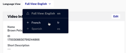 video metadata select language